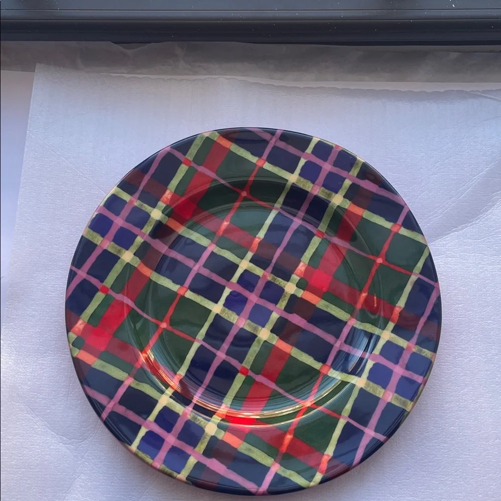 ❤️Tartan Plaid Stoneware Dessert Plate - NWT - Picture 3 of 12